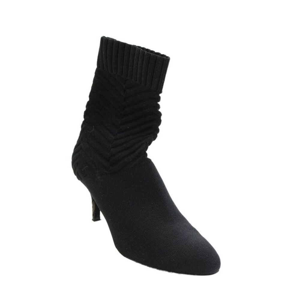 Diane B Womens Textured Lined Slip On Heel Sock Booties Black Size 8